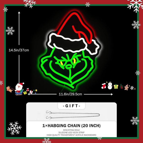 New Christmas Neon Sign LED Cartoon Christmas Light Up Sign for Wall Decor - Picture 3 of 5